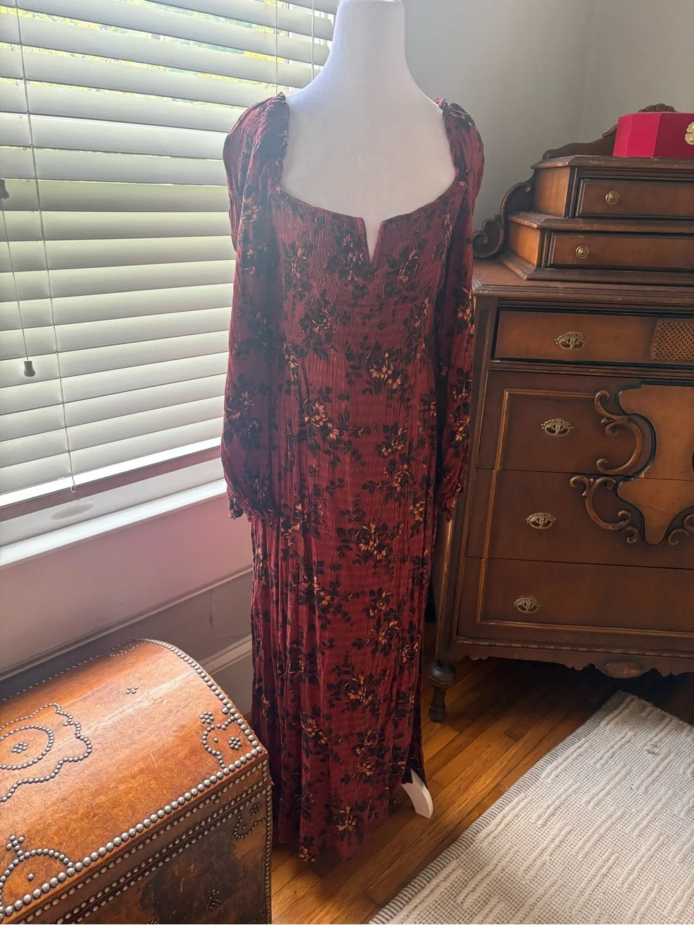 Free People Wine Floral Maxi Dress